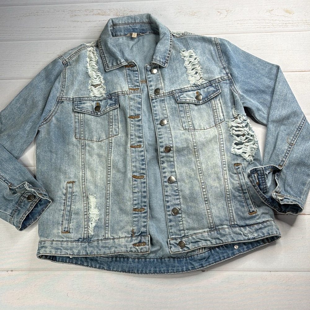 Wonderly Distressed Denim Jacket - Size Medium